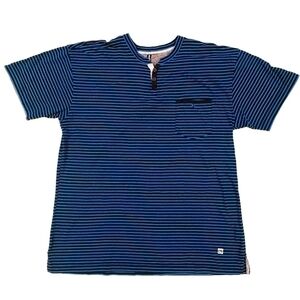 𝅺3/$20 Ocean Current Blue & Black Striped Shirt